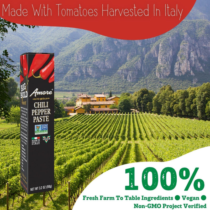 Amore Vegan Chili Pepper Paste In A Tube - Non GMO Certified and Made In Italy (Pack of 1) 3.2 Ounce (Pack of 1) - BeesActive Australia