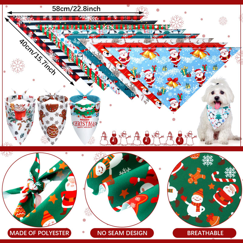 50 Pcs Holiday Dog Bandanna Santa Snowman Autumn Plaid Reversible Triangle Bibs Scarf Accessories for Thanksgiving Christmas Small Medium Dogs Cats Pets Holiday Party Supplies Santa Style - BeesActive Australia