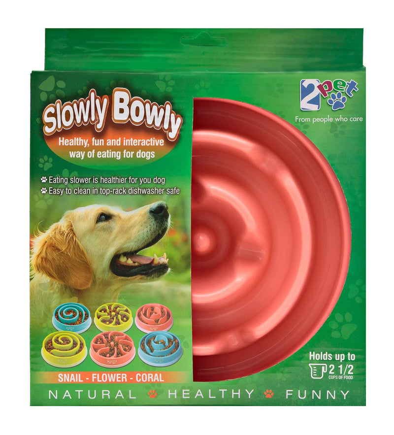 Slow Feed Dog Bowl Slowly Bowly by 2PET. Fun Interactive Dog Dish for Fast Eaters. Prevent Bloating. Fun to Use Dog Bowl. Cat Feeder Friendly. [Skid Protection Upgraded] Medium Coral shellfish - BeesActive Australia