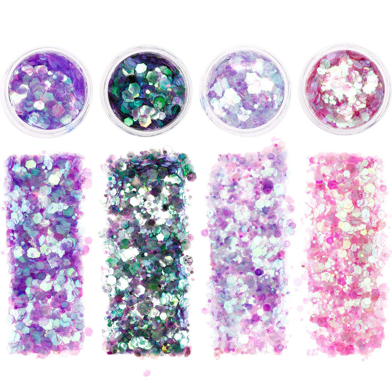 12 Boxes Chunky Glitter, Mermaid Chunky Glitter, Holographic Cosmetic Festival Ultra-thin Chunky Glitter for Nail Face Body Hair Makeup - BeesActive Australia