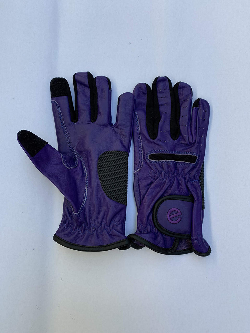 eGlove eQUEST GripPro Leather Touchscreen Horse Riding Gloves Purple Medium - BeesActive Australia