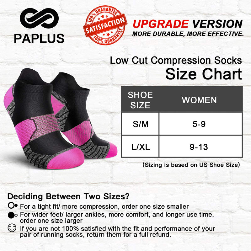 PAPLUS Compression Running Socks Women (6 Pairs), Ankle Athletic Socks Low Cut with Arch Support Mix of Colors(6 Pairs) Small-Medium - BeesActive Australia