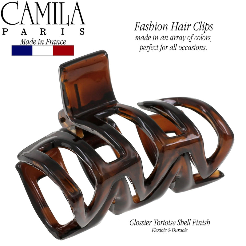 Camila Paris CP3546 French Hair Clips for Women Thick Hair for Long Curly Wavy Hair, Girls Hair Claw Clip, Durable Styling Big Claw Clip for Thick Hair, Strong Hold No Slip Grip, Made in France 2.5" Tortoise Shell - BeesActive Australia