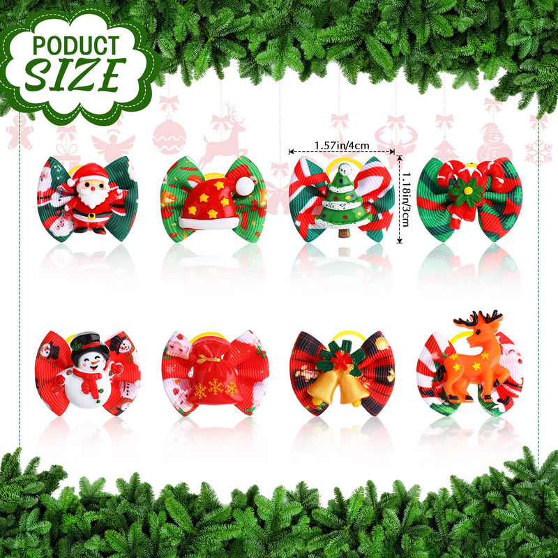 34 Pcs/ 17 Pairs Christmas Dog Bows Bowknot Dog Hair Clips Holiday Grooming Bows Puppy Christmas Bow with Rubber Bands Santa Claus Snowman Dog Topknot Bows Dog Hair Accessories for Pets Dogs Cats - BeesActive Australia