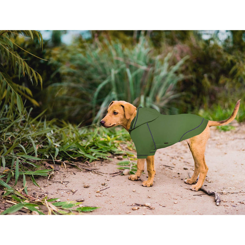 Kickred Basic Dog Hoodie Sweatshirts, Pet Clothes Hoodies Sweater with Hat and Leash Hole, Soft Cotton Outfit Coat for Small Medium Large Dogs XL Army Green - BeesActive Australia