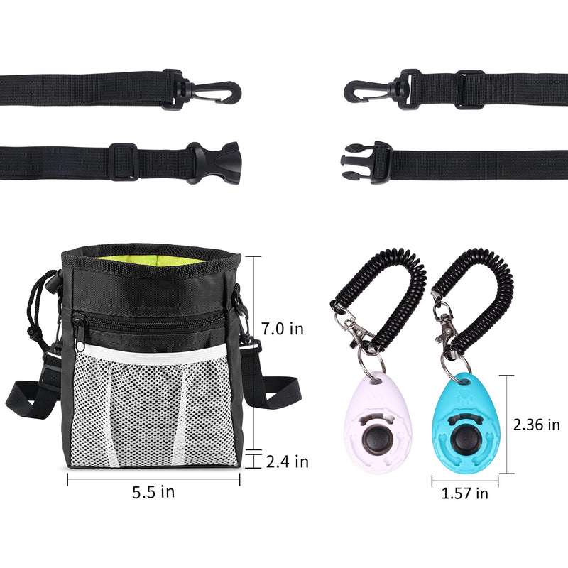 Left&Right - Dog Clicker Training Kit,Dog Training Treat Pouch and Dog Clickers,Dog Treat Bag with Clicker Training for Dogs,Pet Treat Bag with Waist Belt Shoulder Strap Poop Bag Dispenser 7.0x5.5x2.4 in Black Clicker Set - BeesActive Australia
