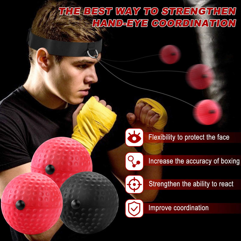 SullWaker Boxing Ball Reflex Training Set, with 2 Adjustable Headband, Suitable for Boxing/Fighting/Sparring Training, Improve Hand-Eye Reaction Speed PU - BeesActive Australia