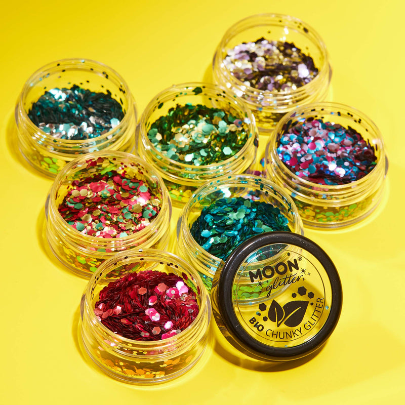 Mystic Bio Biodegradable Eco Chunky Glitter by Moon Glitter - 100% Cosmetic Bio Glitter for Face, Body, Nails, Hair and Lips - 3g - Champagne - BeesActive Australia