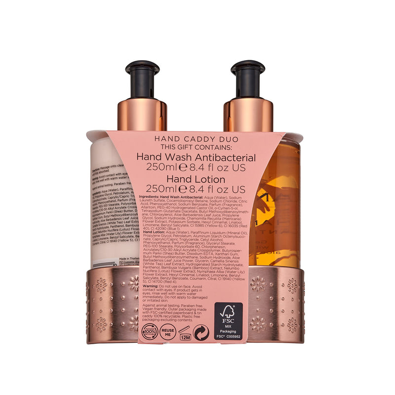 Sanctuary Spa Hand Wash and Lotion Gift Set for Women with Reusable Caddy, For Birthday, Christmas, Vegan and Cruelty Free - BeesActive Australia