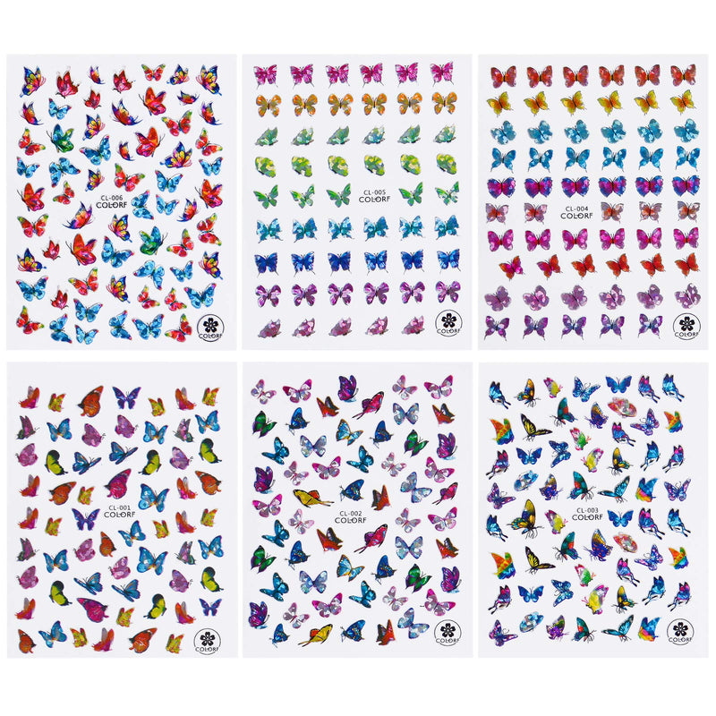 TOROKOM 12 Sheets Butterfly Nail Art Stickers Decals, 3D Self-Adhesive Laser Nail Decals Butterfly Designs Nails Supplies Butterfly Stickers for DIY Colorful Butterflies Nail Art Decoration - BeesActive Australia