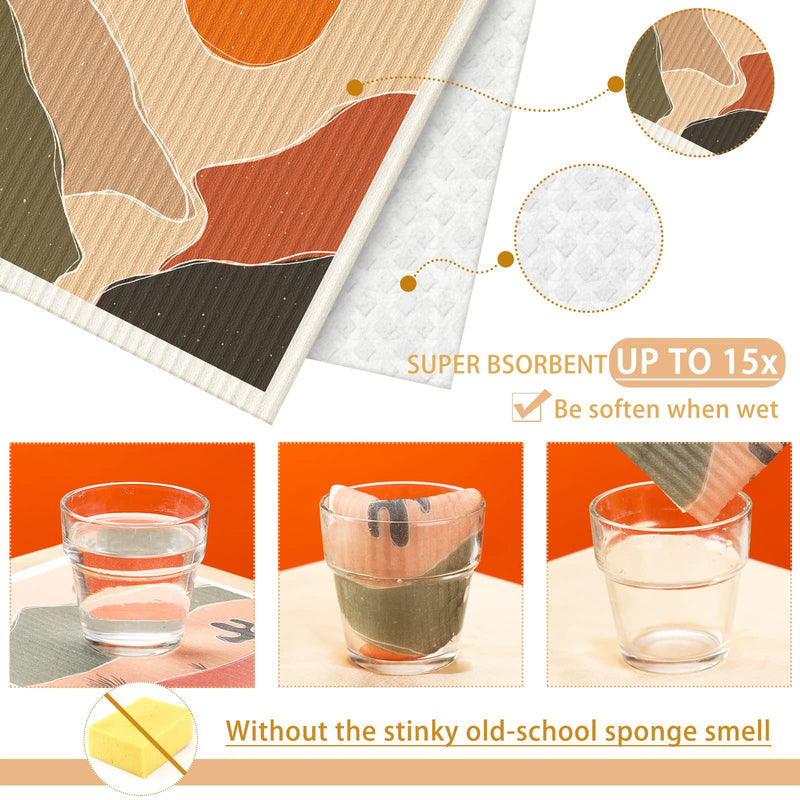 6 Pcs Swedish Kitchen Dish Cloths Kitchen Towels Reusable Sponge Cleaning Cloths Wipes Absorbent Dish Cloth Quick Drying Washable Decorative Tea Towels No Odor Bar Hand Towel (Abstract art) Abstract Art - BeesActive Australia