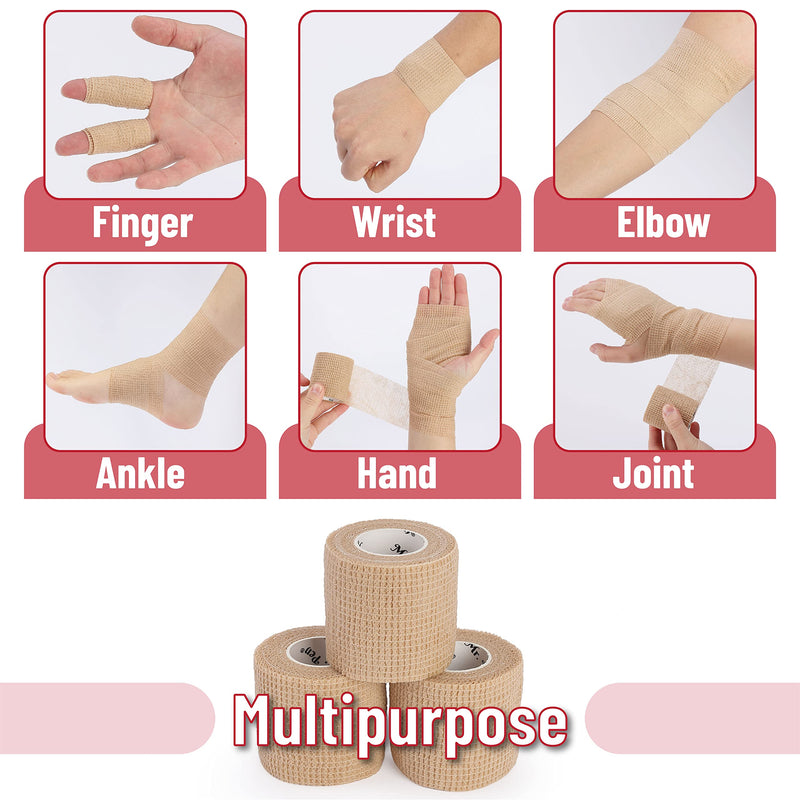 Mr. Pen- Self Adhesive Bandage Wrap, 6 Pack, Skin Colored, 2“ x 5 Yards, Cohesive Bandages, Medical Wrap, Elastic Bandage Wrap, Self Sticking Bandage Tape B. Skin Color - BeesActive Australia