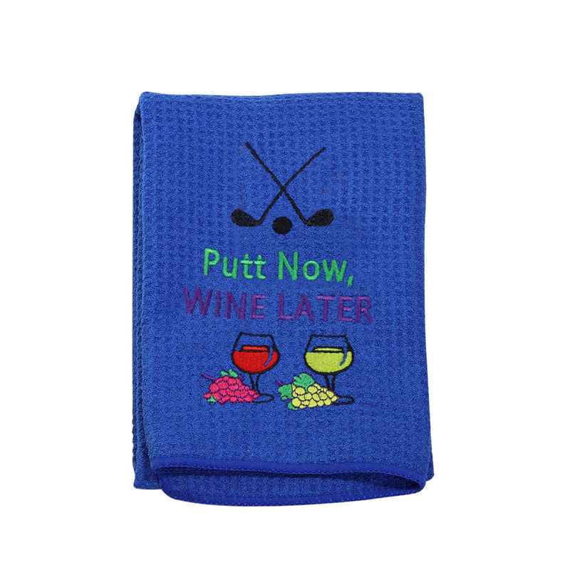 PXTIDY Golf Gifts for Women Men Putt Now Wine Later Golf Towel Golf Wine Golfer Gift Embroidered Golf Towel with Clip Gift for Golf Lover Wine Lover blue - BeesActive Australia