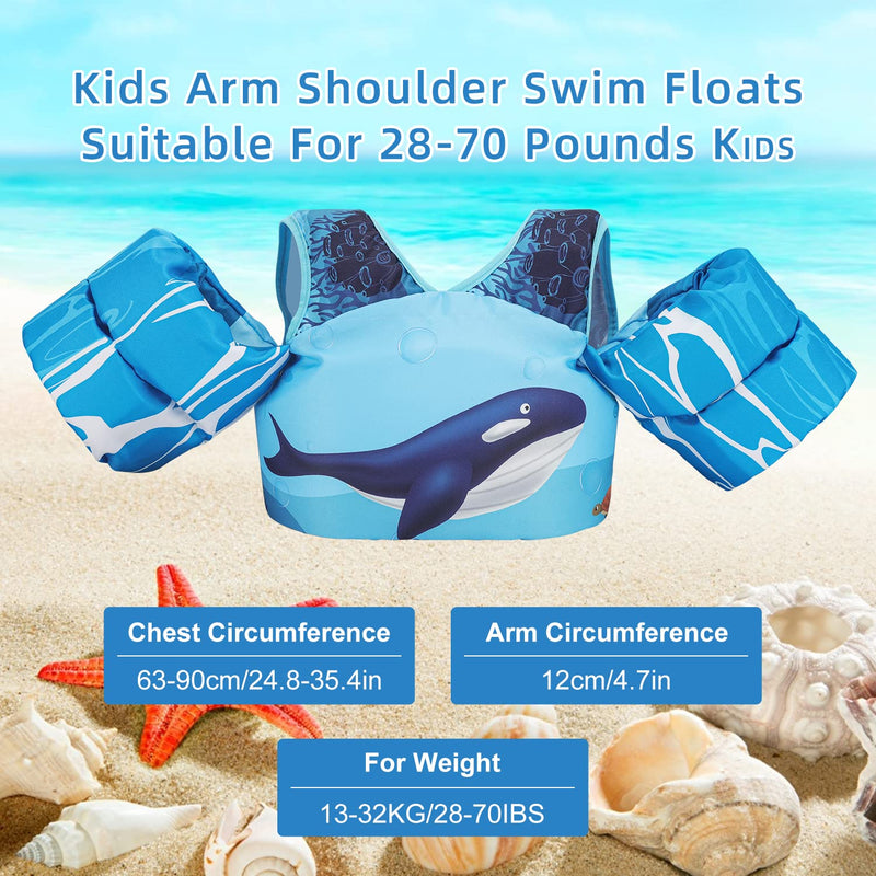 DOOHALO Kids Swim Floats for 28-70 Pounds Kid Arm Shoulder Float Vest Fit for 2 - 8 Years Older Boys Girls Toddler Baby Children Whale - BeesActive Australia