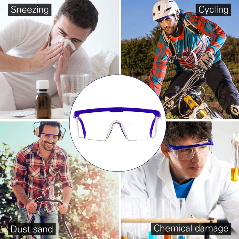 Pobotou Blue Safety Goggles,Over Glasses Eyes Protection Goggles Protective Eyewear Safety Goggles Clear Anti-fog/Anti-Scratch Safety Glasses over Glasses (5Pack) - BeesActive Australia