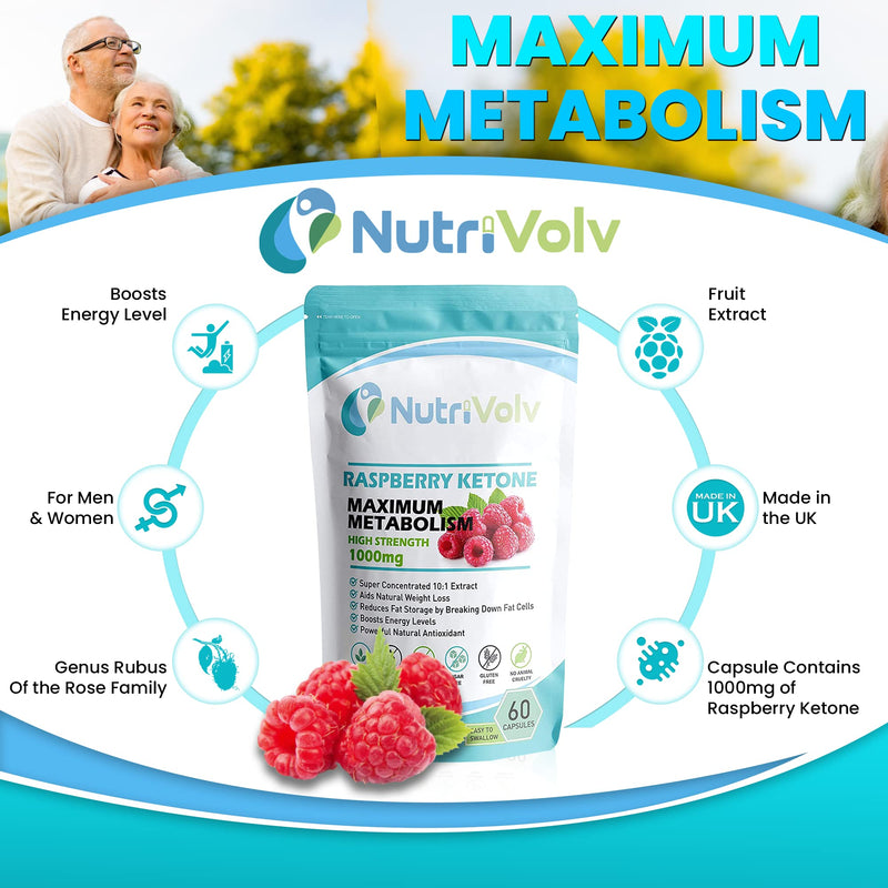 Pure 100% Raspberry Ketones 1000mg Per Serving Powerful Weight Loss Supplement that Provides Energy Boost Metabolism | 60 Capsules - BeesActive Australia