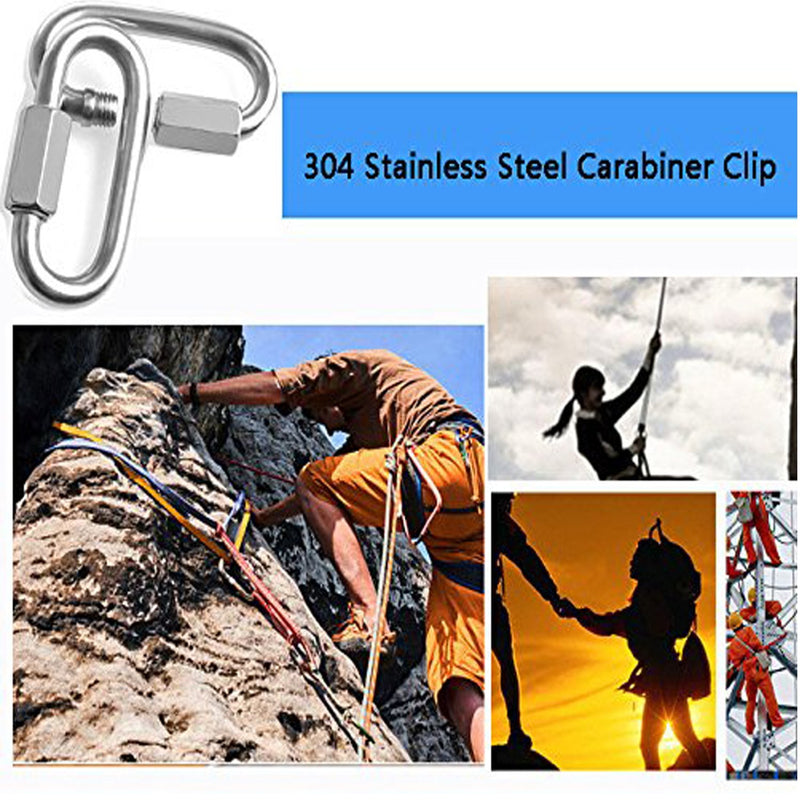 Acrux7 5/16 Inch Quick Link，Heavy Duty Oval Locking Carabiner Clip , 4 Pack Stainless Steel Carabiners, Hexagon Stud Connector & Deep Thread for Outdoor Activities (Hooking Trailer, Swing Set） - BeesActive Australia