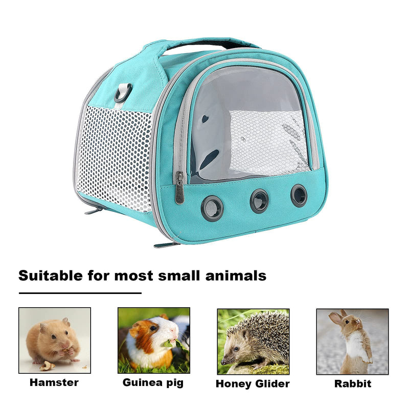 Small Pet Carrier Bag with Mat Guinea Pig Travel Carrier with Strap Portable Breathable Rabbit Carrier Outdoor Pet Bag for Squirrel Bunny Hedgehog Guinea Pig Cyan - BeesActive Australia