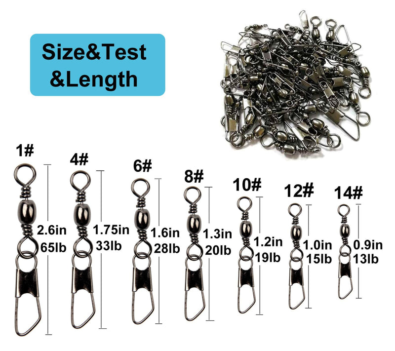 JSHANMEI Fishing Barrel Swivel with Nice Snap Fishing Lure Line Connector High Strength Sold Rings Snap Swivels #8 -100pcs - BeesActive Australia