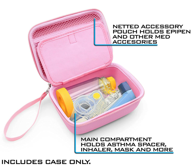 CASEMATIX Pink Travel Case Bag Compatible with Asthma Inhaler, Masks, Spacer - Case Only - BeesActive Australia
