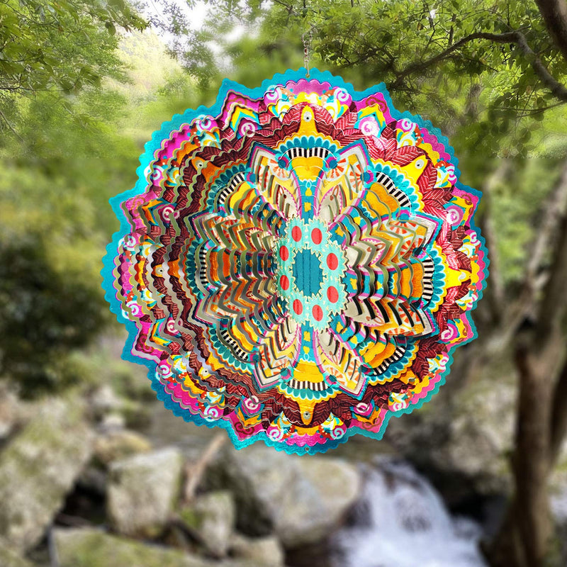 FONMY Wind Spinner Mandala Lucky Star 12 inch  3D Stainless Steel  Laser Cut Metal Art Geometric Pattern - Hanging Wind Spinner, Kinetic Yard Art Decorations - Indoor/Outdoor Décor 12inch Mdl07 - BeesActive Australia