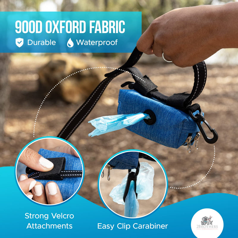 Dog Poop Bag Holder Poop Bag Dispenser – Stylish & Sturdy Poop Bag Holders for Leashes, Bags, Belts & Strollers – Dog Bag Holder with Extra Space – Dog Poop Bag Holder for Leash + Carabiner & Velcro Blue - BeesActive Australia