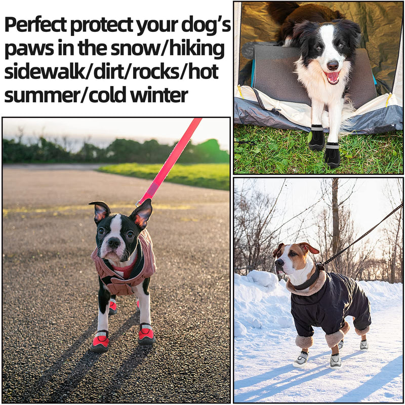 Hcpet Dog Boots Breathable Dog Shoes for Hot Pavement, Heat Resistant Dog Booties with Reflective Straps, Puppy Outdoor Paw Protectors with Rubber Soles for Hiking and Running 3: 2.6"x2.0"(L*W) for 31-35 lbs Red-4pcs - BeesActive Australia