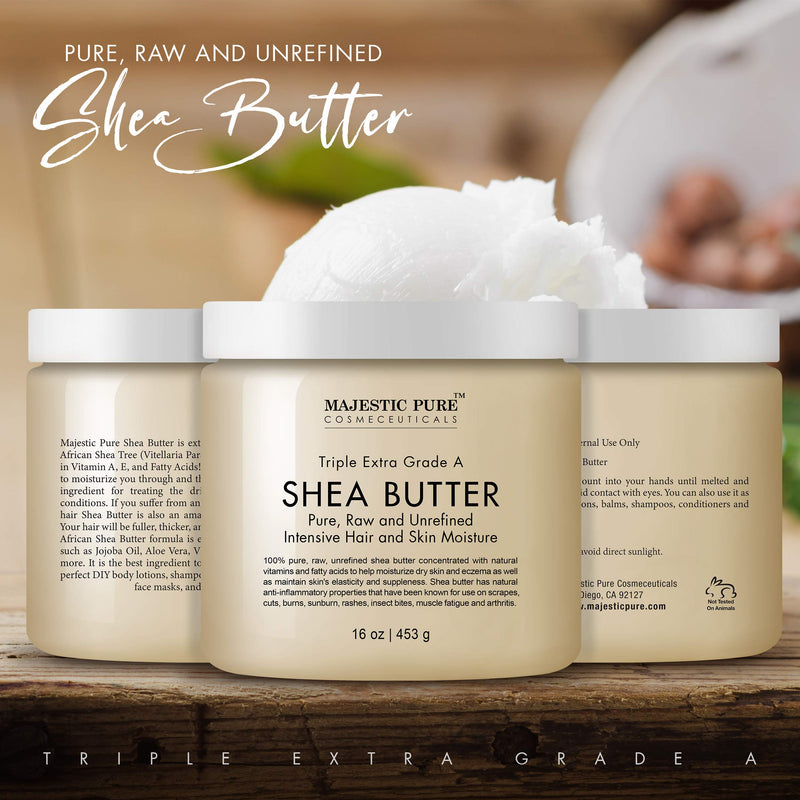 Majestic Pure Shea Butter - raw unrefined Premium Grade - 16 Oz 1 Pound (Pack of 1) - BeesActive Australia