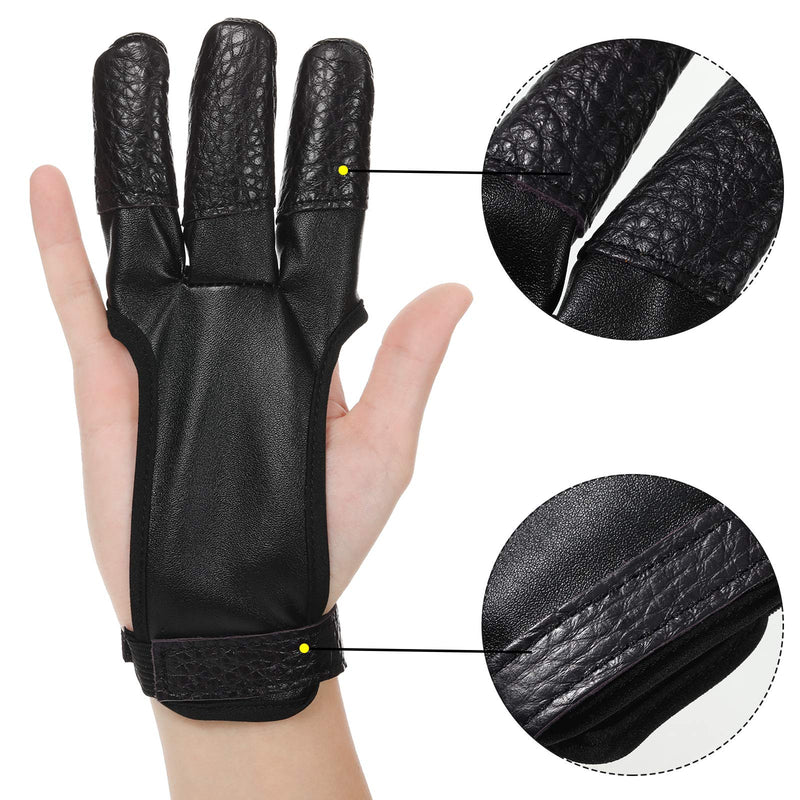 Skylety 2 Pieces Archery Gloves Shooting Finger Protector Artificial Leather Archery Shooting Gloves 3 Fingers Archery Finger Guard for Men Women and Youth - BeesActive Australia