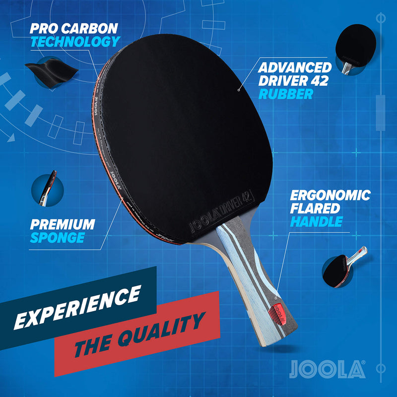 JOOLA Infinity Edge - Tournament Performance Ping Pong Paddle w/ Pro Carbon Technology - Black Rubber on Both Sides - Competition Ready - Table Tennis Racket for Advanced Training - Designed for Speed Light Blue - BeesActive Australia