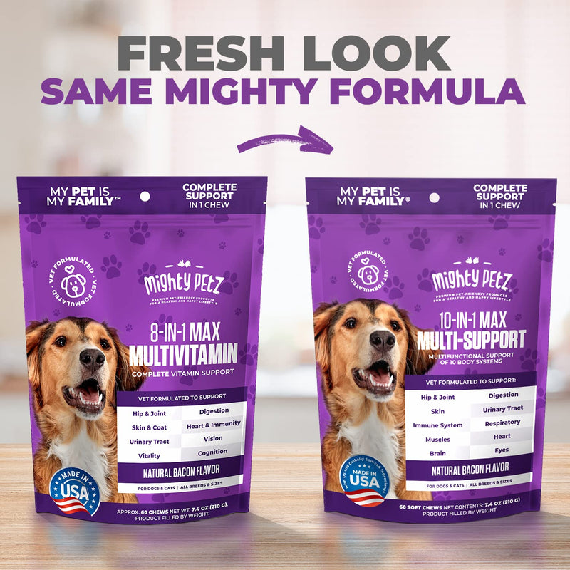 Mighty Petz MAX Dog Multivitamin + Probiotics + Glucosamine Chondroitin + Fish Oil + 15 More! Adult & Senior Dog Supplement Vitamins Chews to Support Hip & Joint, Skin + Coat, Digestion & Immunity - BeesActive Australia