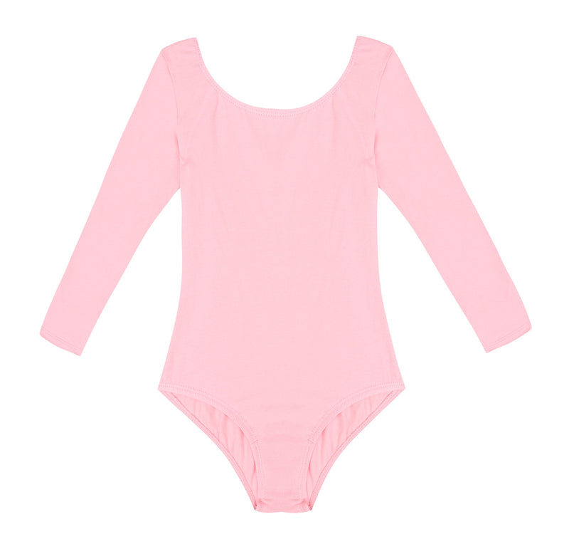 [AUSTRALIA] - DANSHOW Girls Team Basic Long Sleeve Leotard Skirt Kid Dance Ballet Tutu Dress M(4-6 Years) Pink 
