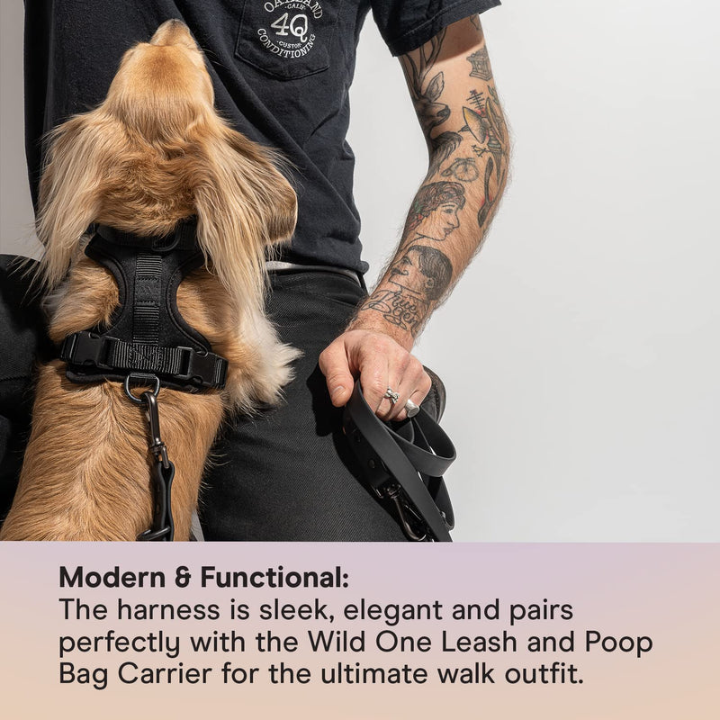 Wild One Dog Harness, No-Pull Pet Harness with 3 Leash Clips, Adjustable Soft Padded Dog Vest, Comfortable, Stretchy Black S - BeesActive Australia