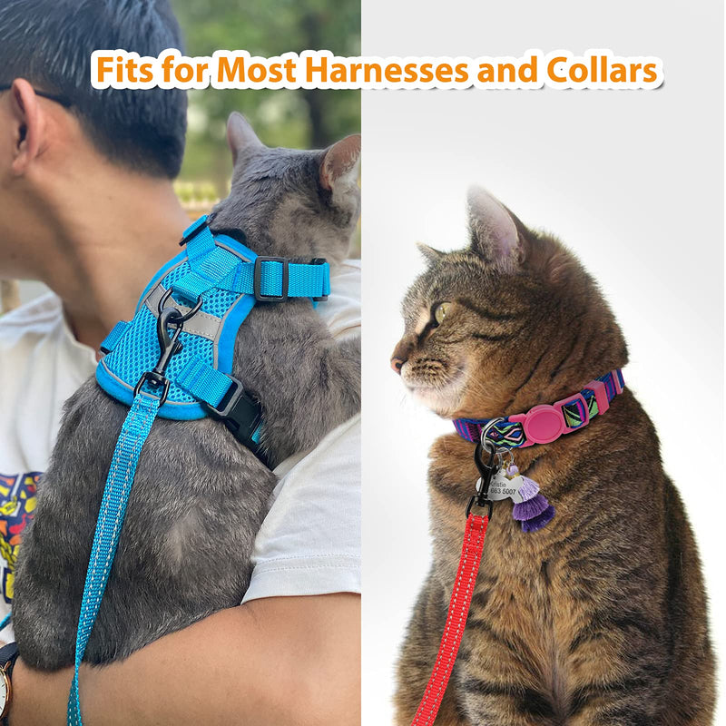 PetBonus 2 Pack Cat Leashes, Reflective Walking Nylon Leash, Escape Proof Clip and Cat Seat Belt, Pet Leash with 360 Degree Swivel Clip for Kittens, Puppies, Rabbits, Small Animals Black, Light Blue - BeesActive Australia