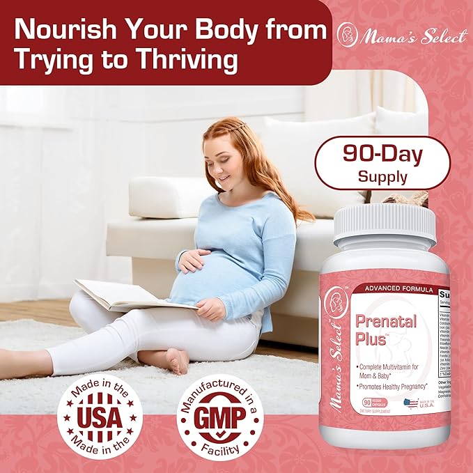 Mother's Select Prenatal Plus - Prenatal Vitamins and Minerals - 90 Capsules for 3 Months - Iron, Folic Acid, Calcium - Vegetarian Version - BeesActive Australia