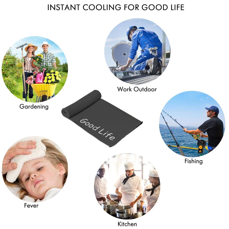 Your Choice Cooling Towel Instant Cool Towel for Sports Workout Gym Golf Yoga Travel Camping and Outdoors, Ideal Cold Towels for Neck Face in Hot Weather 1 Black - BeesActive Australia