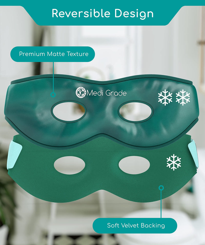 Medi Grade Cooling Eye Mask - Reusable Gel Eye Mask with 2 x Cooling Eye Pads and Cooling Storage Bag - Enjoy Relaxation at Home or On The Go with Our Reversible Eye Compress with Adjustable Straps - BeesActive Australia