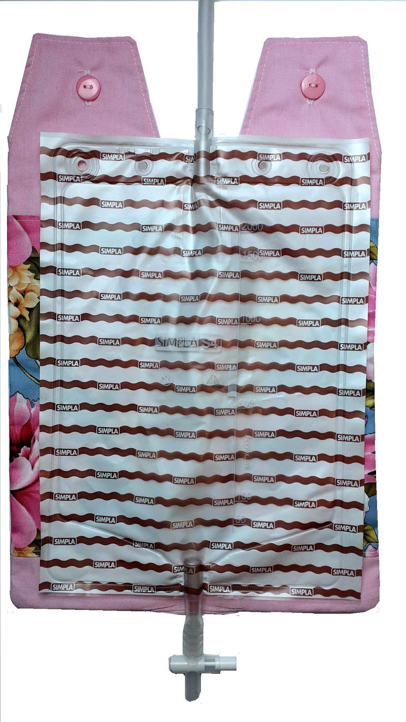 100% Cotton Catheter Night Bag Holder with a Handle. Cover for a Catheter Night Bag. Large Pink Flowers. - BeesActive Australia