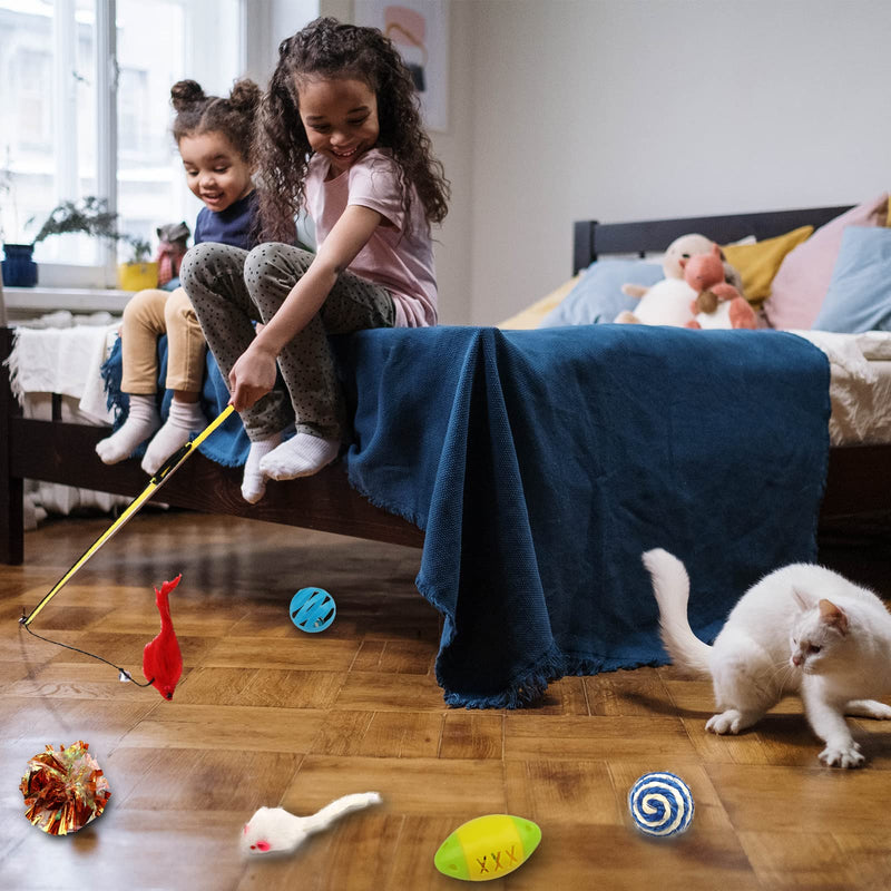 Cat Toys Kitten Toys Assortments, 32 Packs Cat Toys Variety Pack for Kitty, Cat Balls with Bells,Cat Feather Toy, Cat Mouse Toy, Cat Crinkle Balls, Catnip Toys for Indoor Cats Kittens - BeesActive Australia