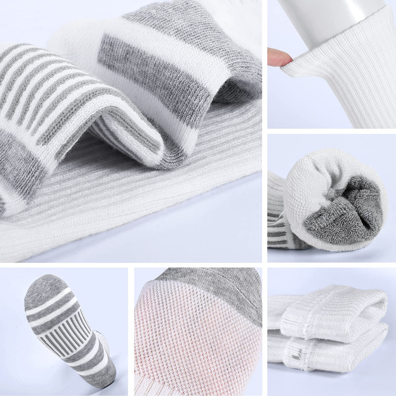 Athletic Socks, Cushioned Running Socks Performance Breathable Crew Socks Wicking Outdoor Sports Socks for Men Women(6 Pairs) 6-9 White_1 - BeesActive Australia