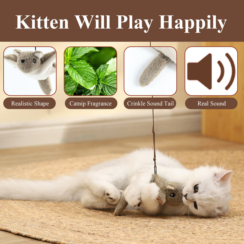 Cat Toys Interactive Flying Squirrel, Automatic Robotic Toy Electronic Electric Toy for Indoor Kittens, USB Rechargeable and Beating Wings Cats Kicker Catnip Toys - BeesActive Australia