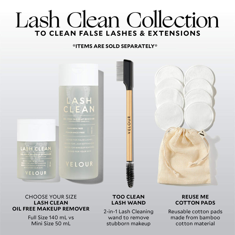 Velour Lash Clean - Oil Free Liquid Makeup Remover for Eyes, False Lashes, and Face - Gentle, Hypoallergenic, and Vegan (50 ml) 50 ml - BeesActive Australia