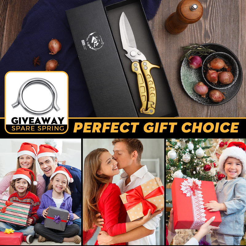 Poultry Shears, Germany Detachable Heavy Duty Kitchen Scissors, Golden Kitchen Shears With Knife Bottle Opener Gift Box, Multipurpose Kitchen Shears For Cooking Chicken Meat Turkey Thanksgiving Germany Detachable Poultry Shear - BeesActive Australia