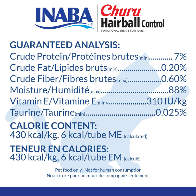 INABA Churu for Cats, Functional, Creamy Lickable Purée Cat Treat for Hairball Control with Taurine & Vitamin E, 0.5 Ounces Each, 24 Tubes (4 per Pack) Chicken - BeesActive Australia
