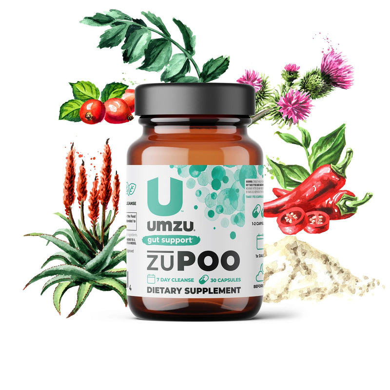 UMZU zuPOO - Colon Cleanse & Gut Support Supplement, Healthy Waste Elimination and Bowel Movements, Vitamins, Minerals, Herbs, Barks Blend, 7-Day Cycle, Bloating Relief - (15 Day Supply 30 Capsules) - BeesActive Australia