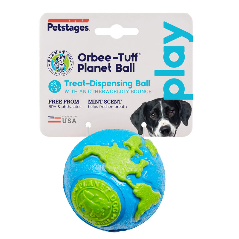 Planet Dog Orbee-Tuff Durable Chew-Fetch Ball Dog Toys Planet Ball (Treat Dispensing) Medium Planet Earth - BeesActive Australia