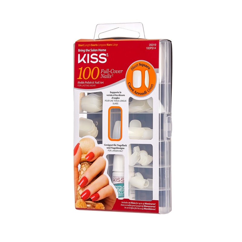 Kiss Products 100 Full Cover Nails, Short Square, 0.24 Pound - BeesActive Australia