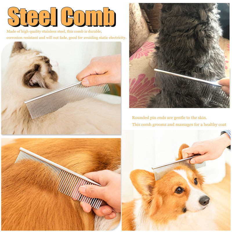 Grooming Rake Undercoat Brush for Dogs Long Hair, Long Tooth Undercoat Rake + Stainless Steel Dog Comb, Deshedding Tool Set for Husky Long-haired Cats - BeesActive Australia