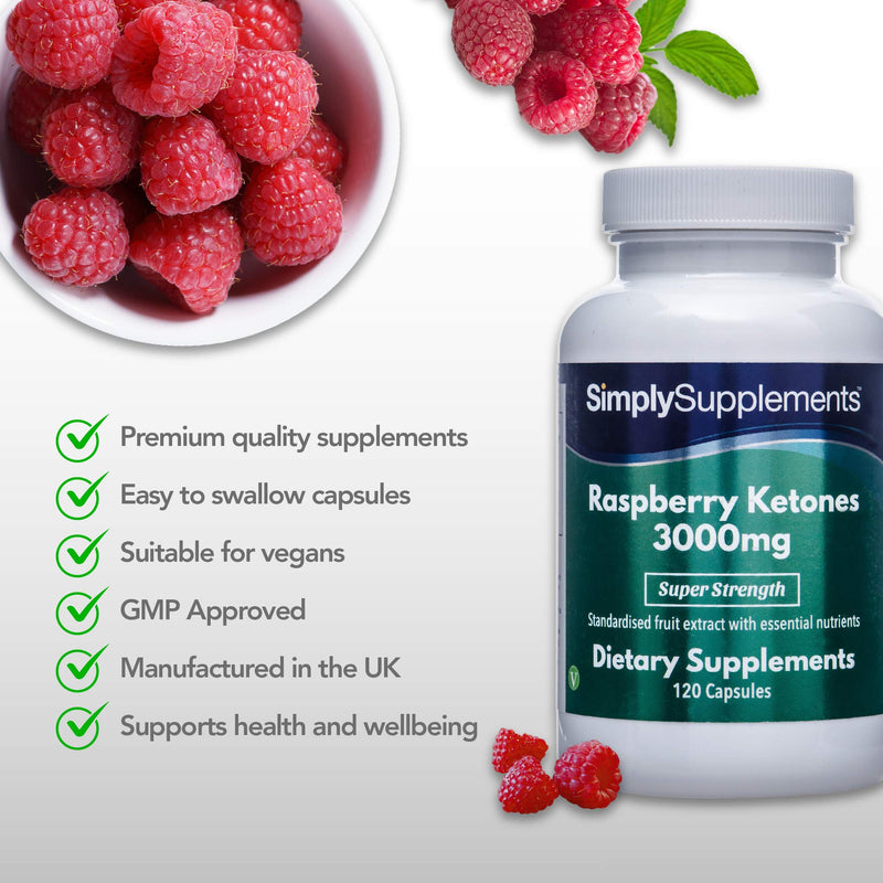 Raspberry Ketones 3000mg 120 Capsules | Vegan & Vegetarian Friendly | Manufactured in The UK - BeesActive Australia