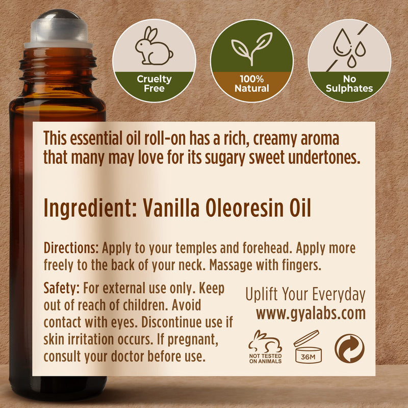 Gya Labs Vanilla Essential Oil Roll-On (10ml) - Sweet & Floral Scent Vanilla (Roll On) - BeesActive Australia